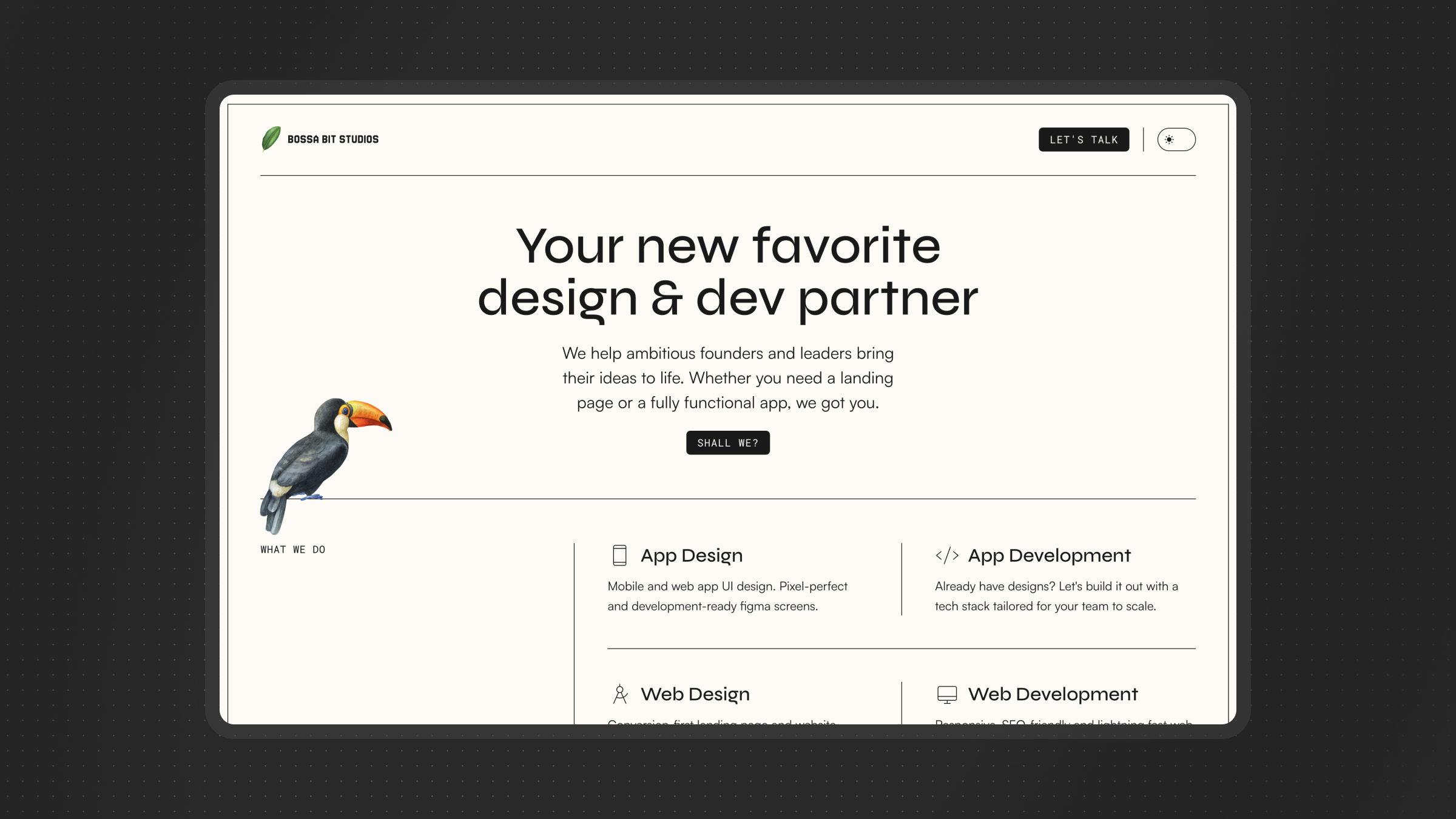 mockup of Bossa Bit a recent project